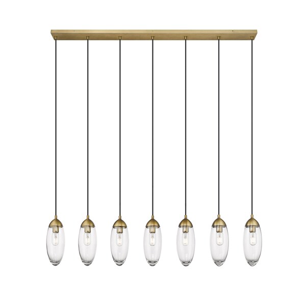 Z-Lite Arden Linear Chandelier, 7-Light, 4.75 In.W x 54 In.L x 12 In.H, Rubbed Brass/Clear 651P-7L-RB - main